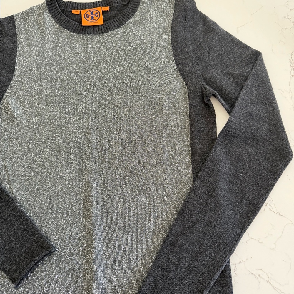 Tory Burch Charcoal Wool Sparkle Sweater- Small